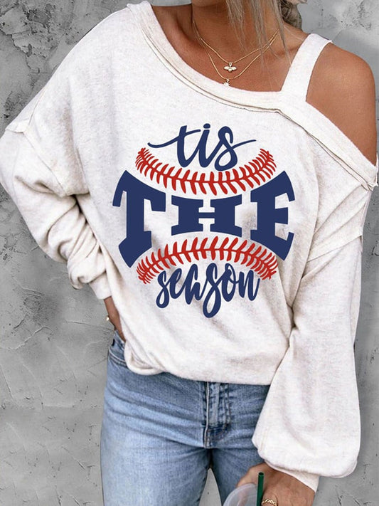 Baseball Print Casual Balloon Sleeve T-Shirt