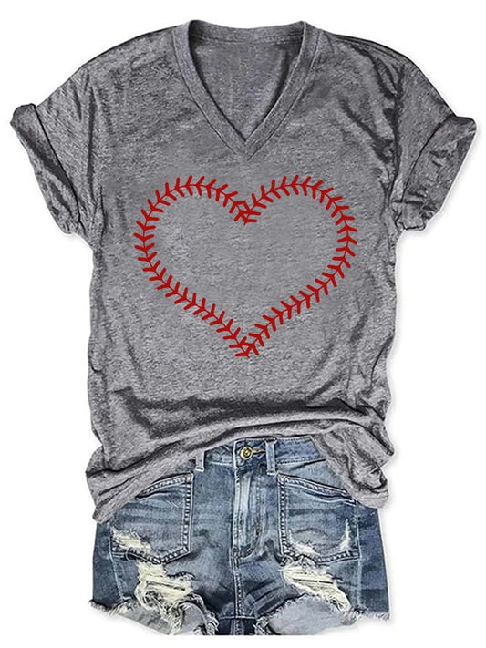 Women's Basbeball Love Print T-Shirt