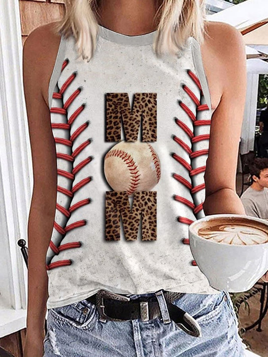 Women's Baseball Mom Print Tank Top