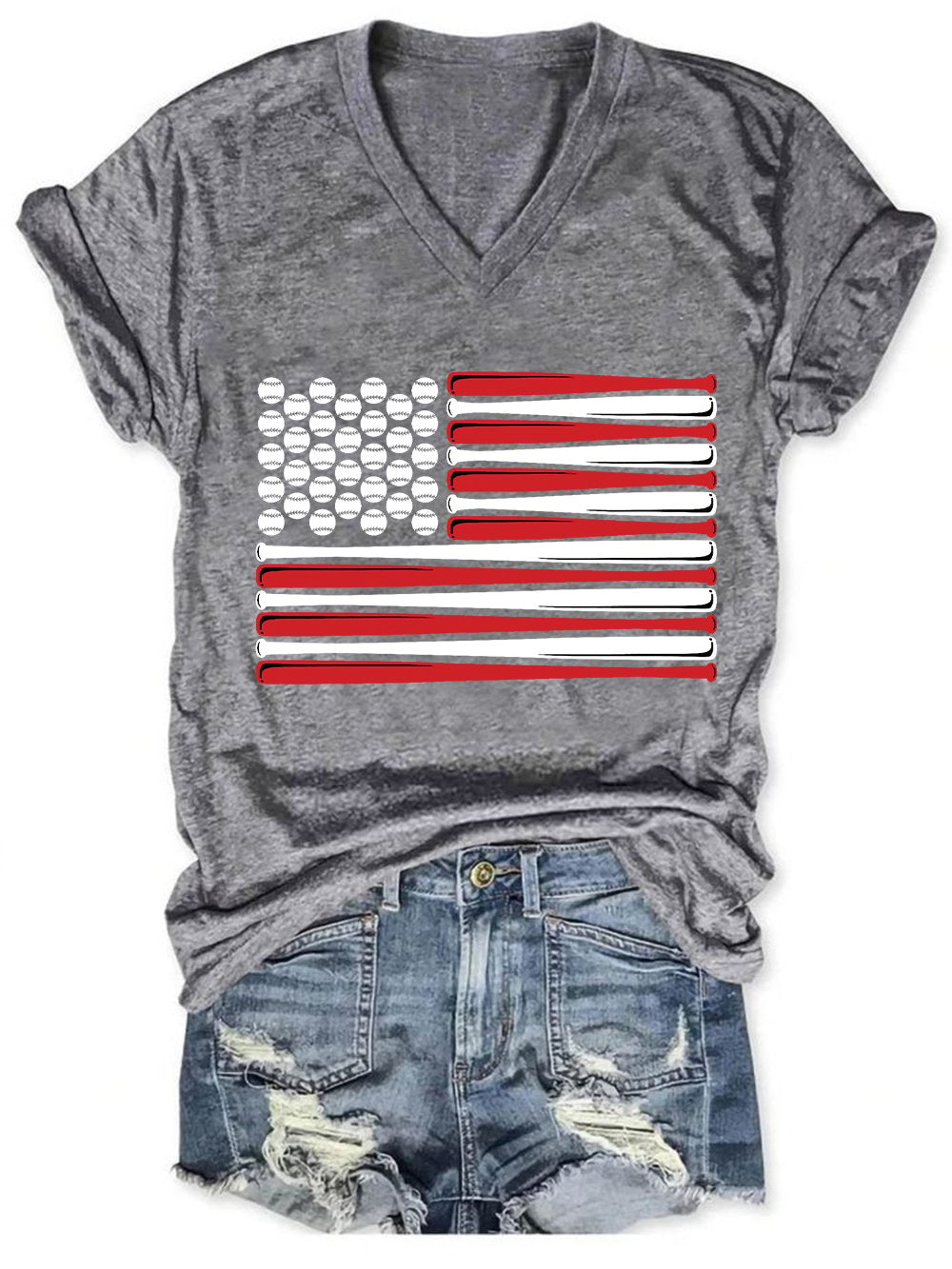 Women's Baseball Print Crew Neck T-Shirt