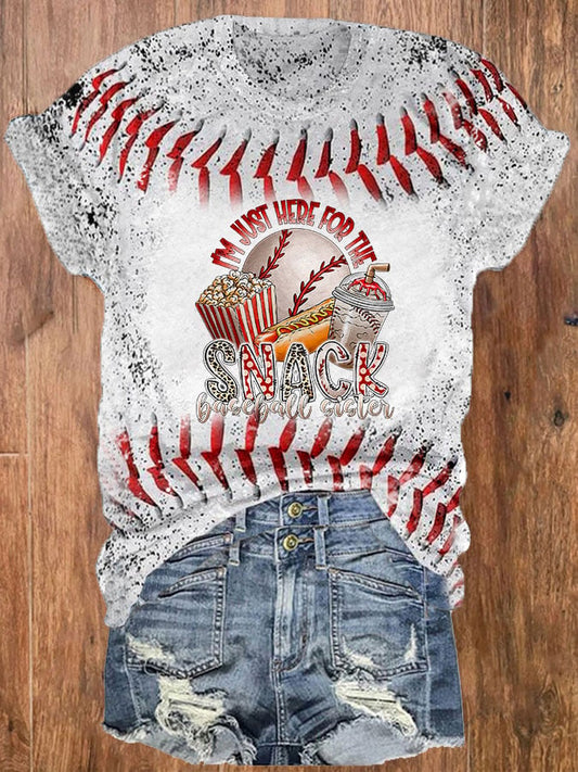 Women's I'm Just Here for the Snacks Baseball Sister T-Shirt