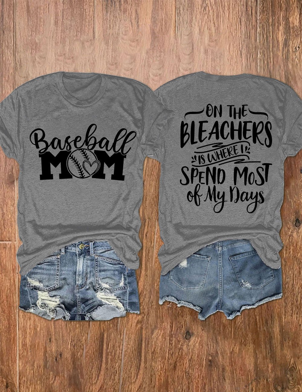 Women's Baseball Mom Print V-Neck T-Shirt