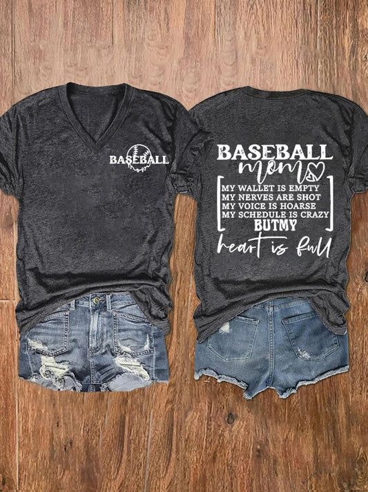 Women's Baseball Mom Casual Print  Short Sleeve T-Shirt