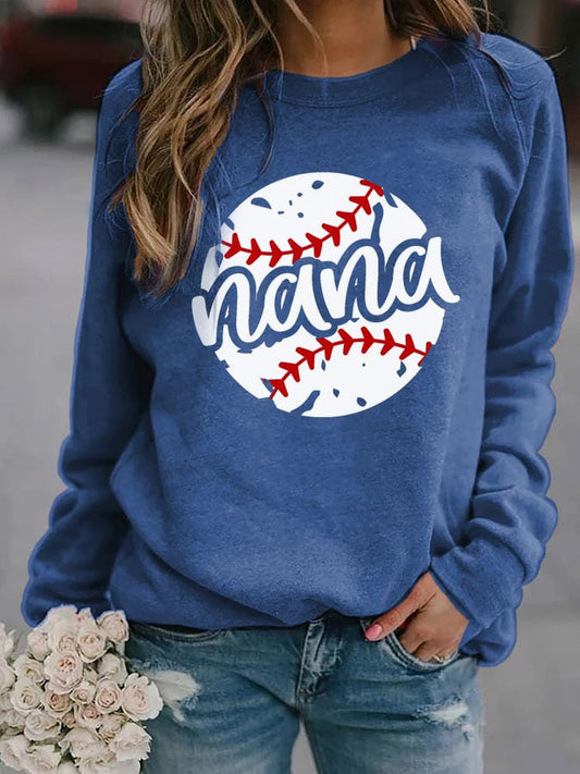 Women's baseball crew neck casual sweater