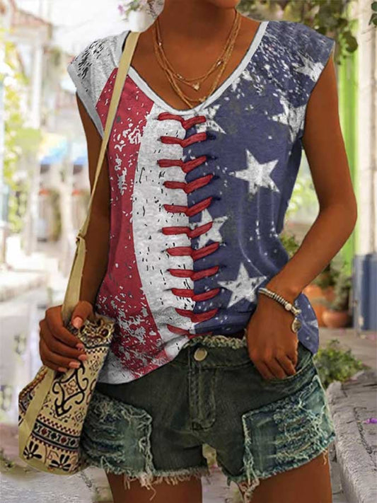 Women's Baseball Print Tank Top