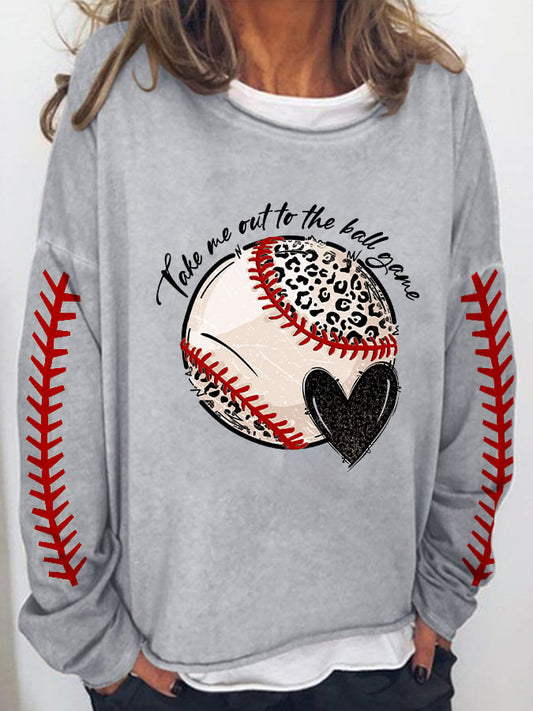 Women's Take Me Out To The Ball Game Print Long Sleeve T-Shirt