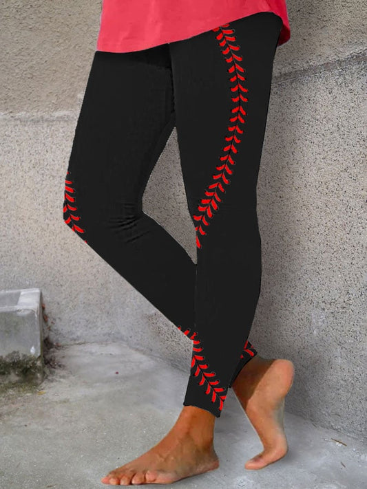 Women's Baseball Print Stretch Leggings