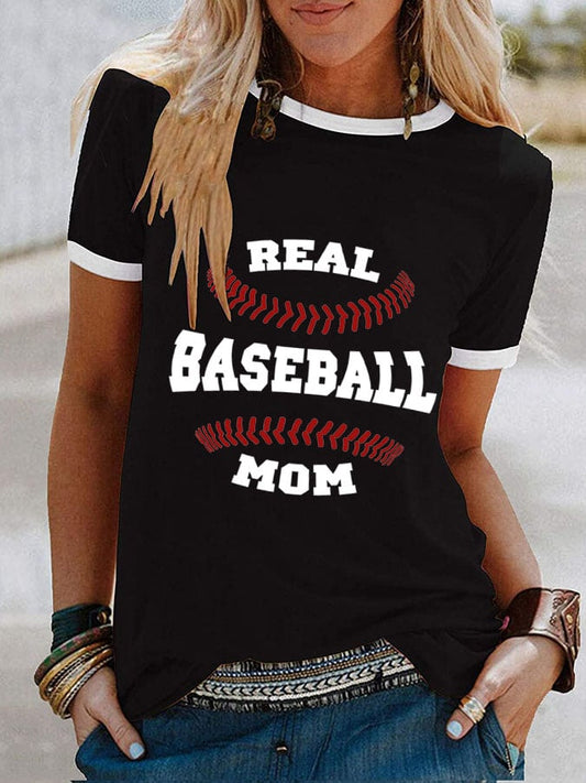 WTS97628Baseball Print Casual Short-Sleeved T-Shirt