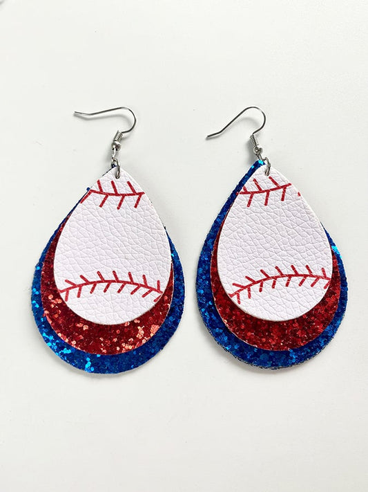 Women's Leather Baseball Earrings