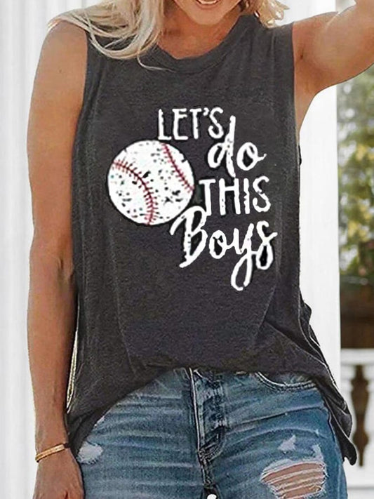 Women's Baseball Letter Print Sleeve Tank Top
