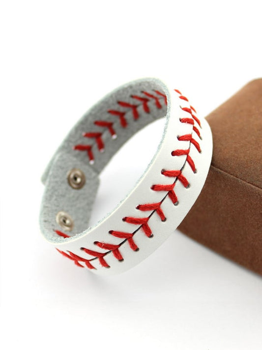 Women's Baseball Softball Stitched Leather Sports Bracelet