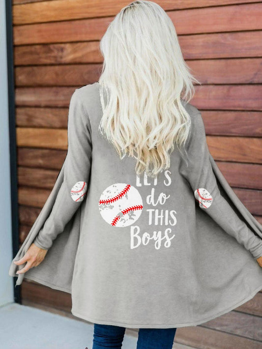 Women's Baseball Let's Do This Boys Print Cardigan