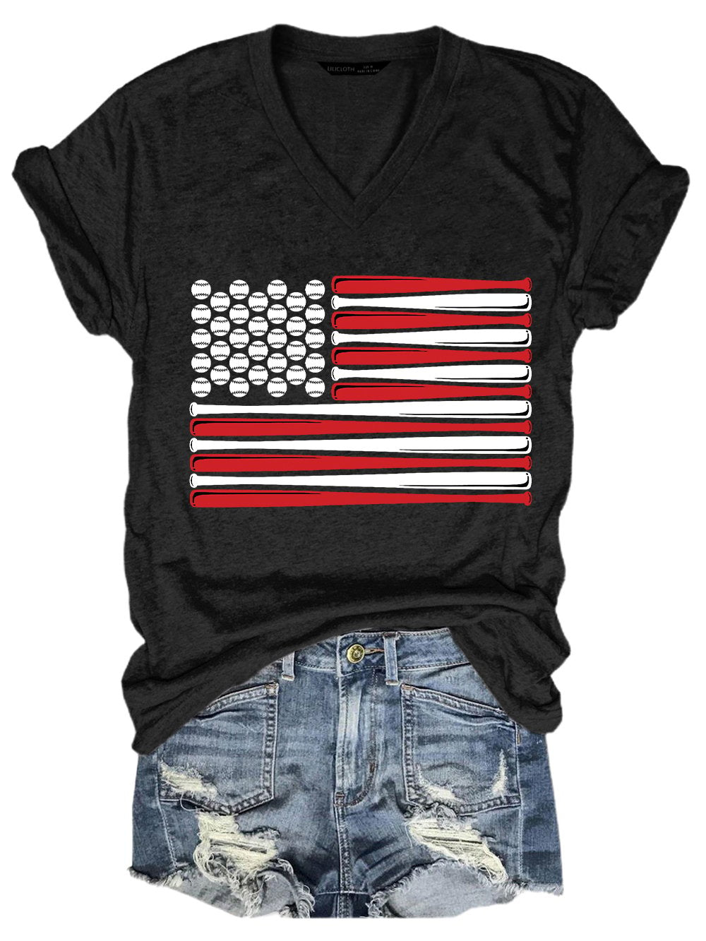 Women's Baseball Print Crew Neck T-Shirt