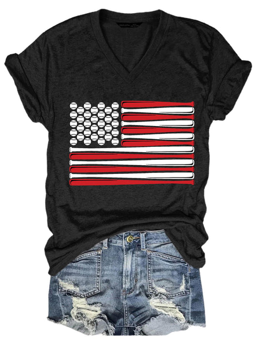 Women's Baseball Print Crew Neck T-Shirt